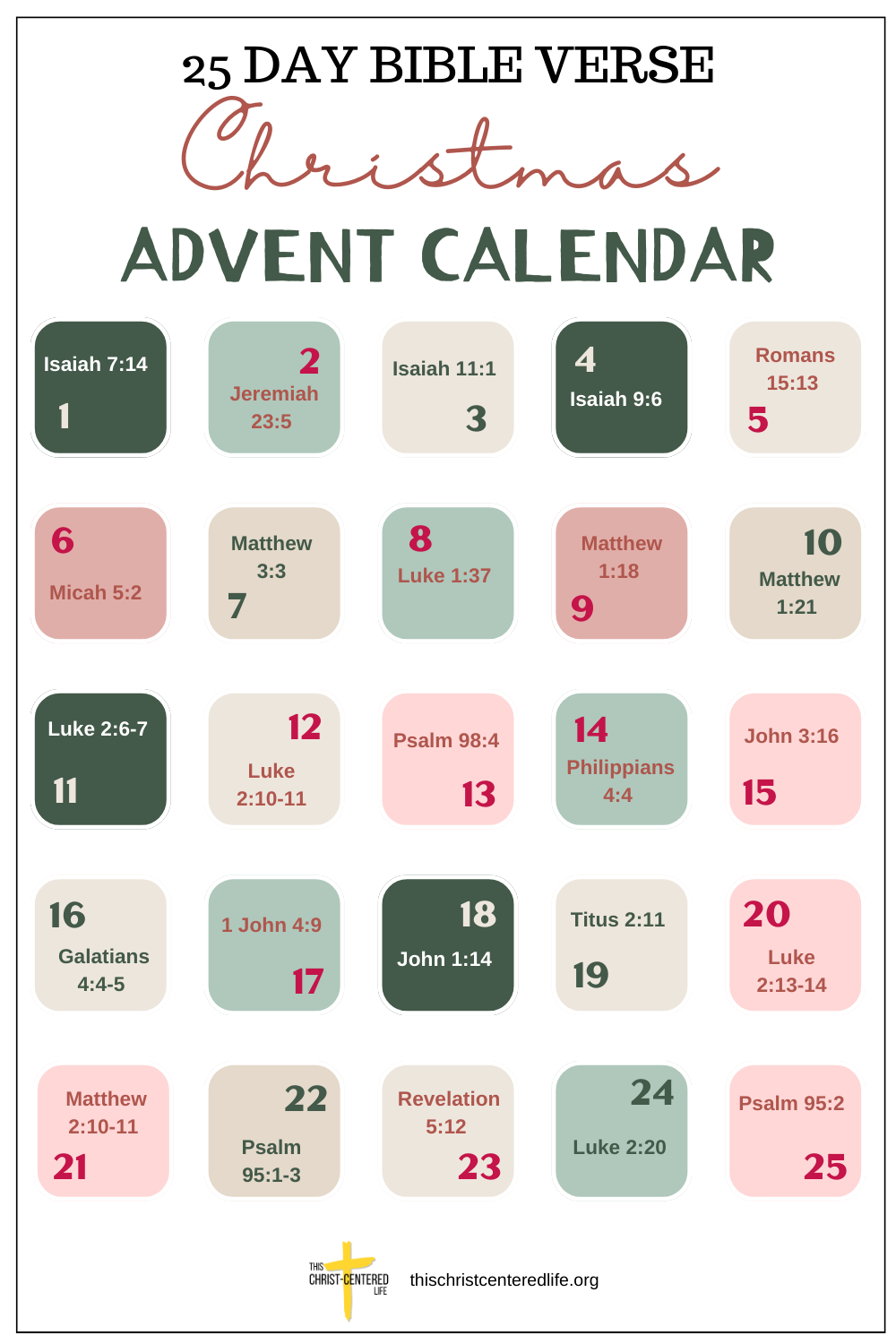 25 Christmas Bible Verses for Advent Countdown Calender This Christ